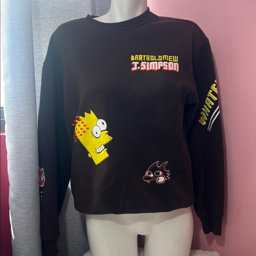 Brown Bart Simpson Graphic Sweatshirt